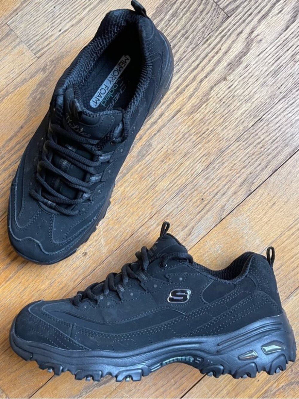 Skechers Womens D'Lites Sneakers Black 11949 Size 10